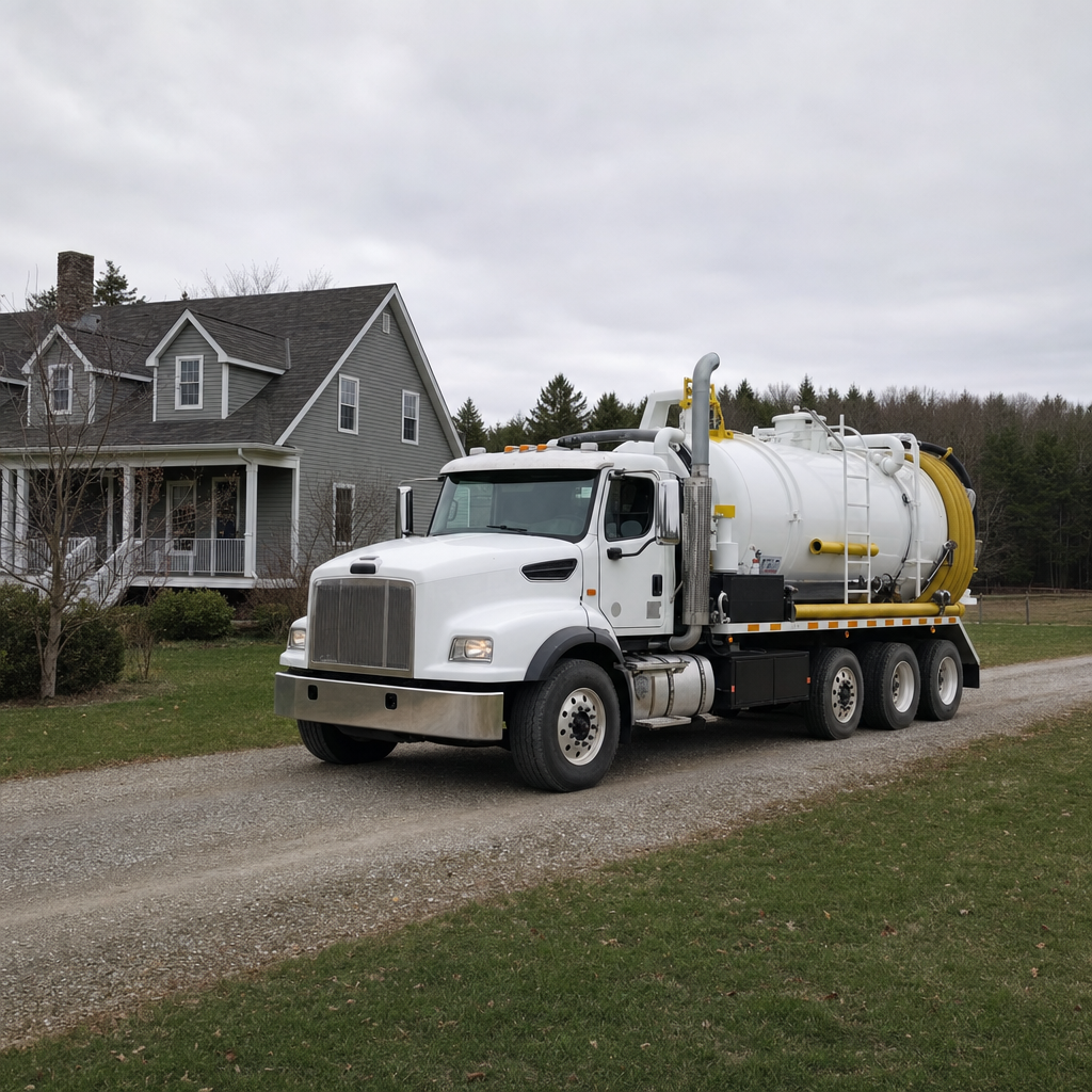 Septic vacuum truck arriving at a Draper home for same-day emergency service